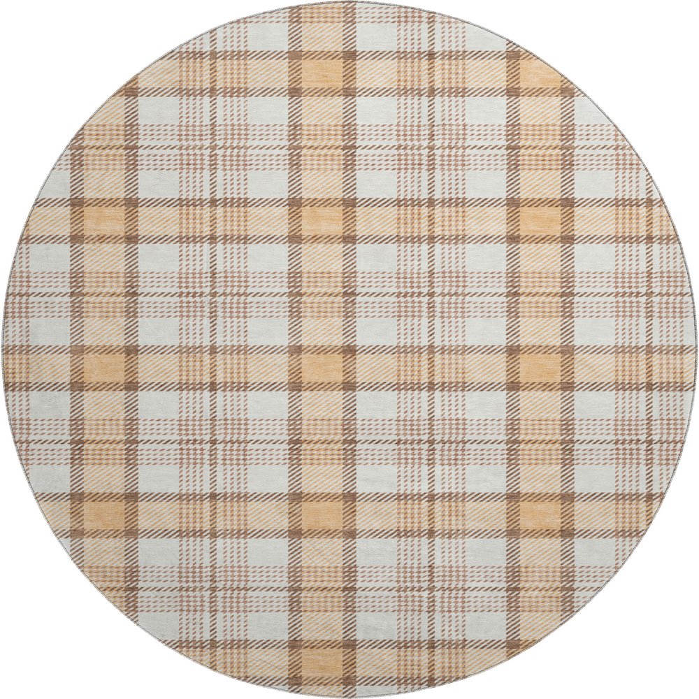 Premium Machine Washable Mayfield AMF1052 Peach 8' x 8' Round Rug. Picture 1