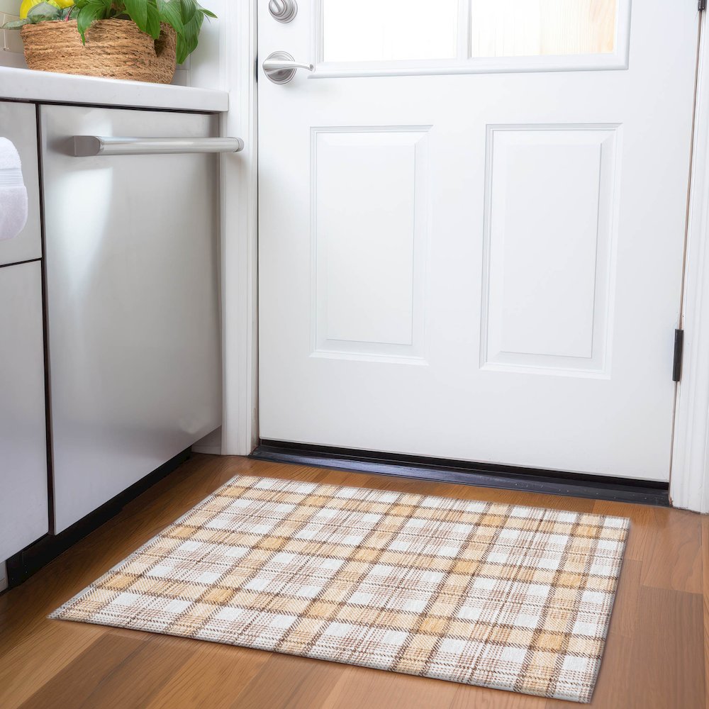 Premium Machine Washable Mayfield AMF1052 Peach 1'8" x 2'6" Rug. Picture 5