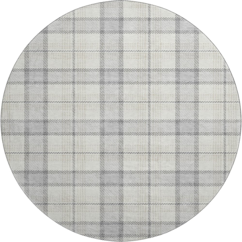 Premium Machine Washable Mayfield AMF1052 Silver 8' x 8' Round Rug. Picture 1