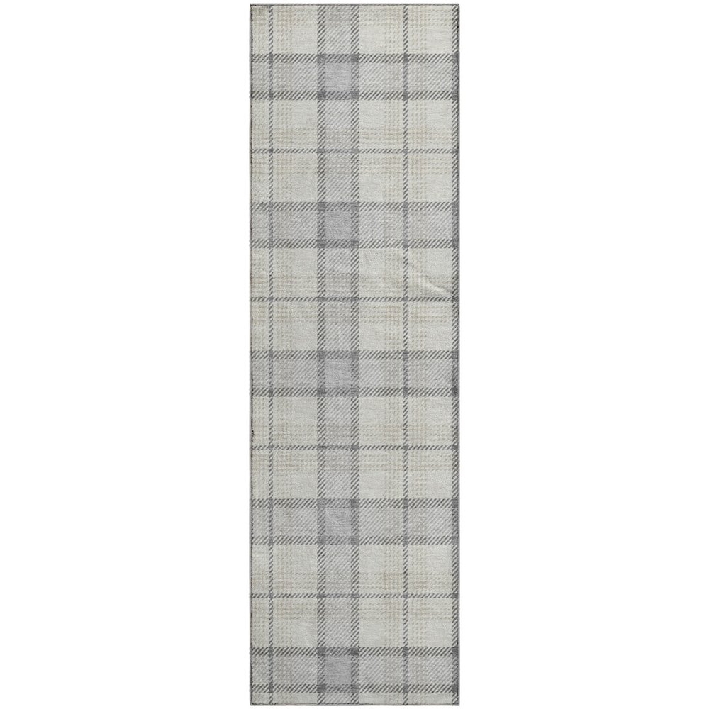 Premium Machine Washable Mayfield AMF1052 Silver 2'3" x 7'6" Runner Rug. Picture 1