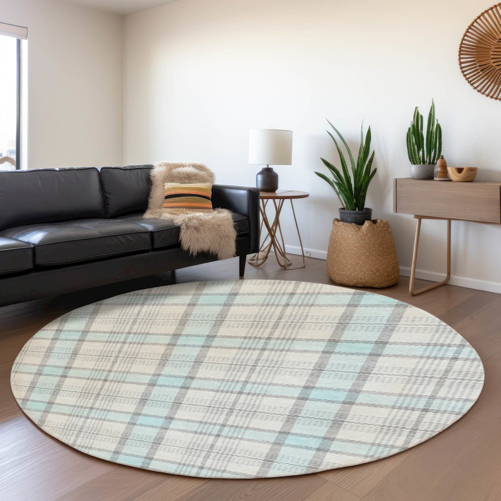 Premium Machine Washable Mayfield AMF1052 Sky 8' x 8' Round Rug. Picture 5