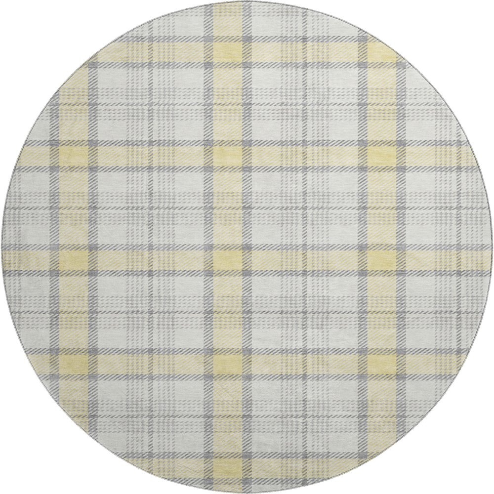 Premium Machine Washable Mayfield AMF1052 Yellow 8' x 8' Round Rug. Picture 1