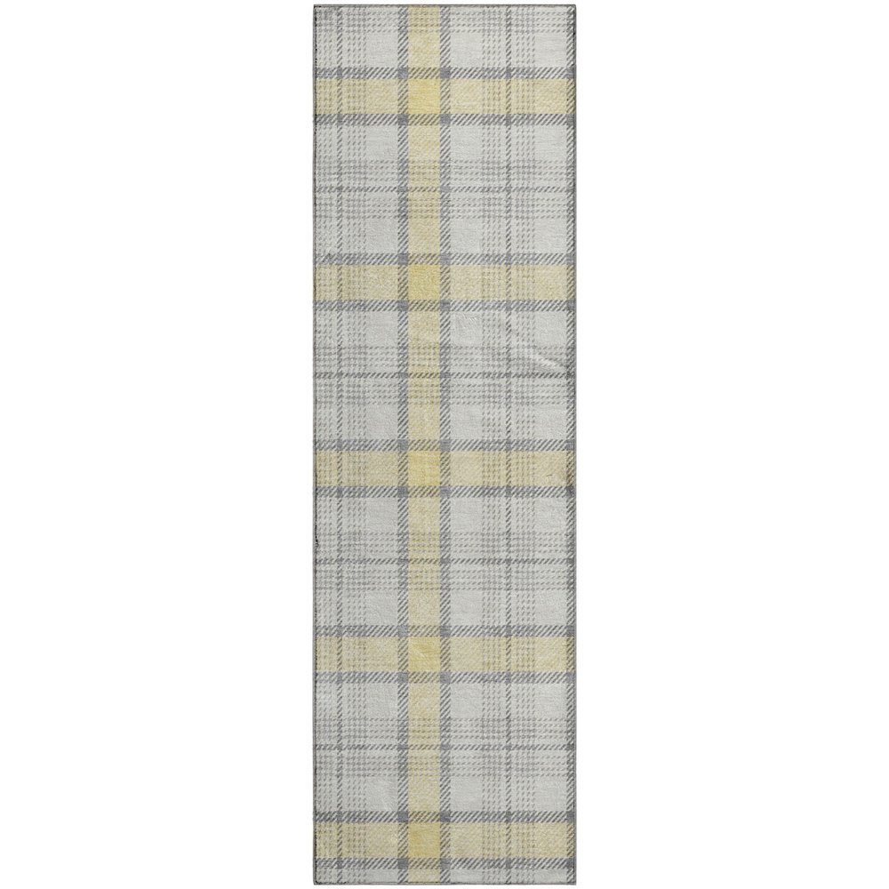 Premium Machine Washable Mayfield AMF1052 Yellow 2'3" x 7'6" Runner Rug. Picture 1