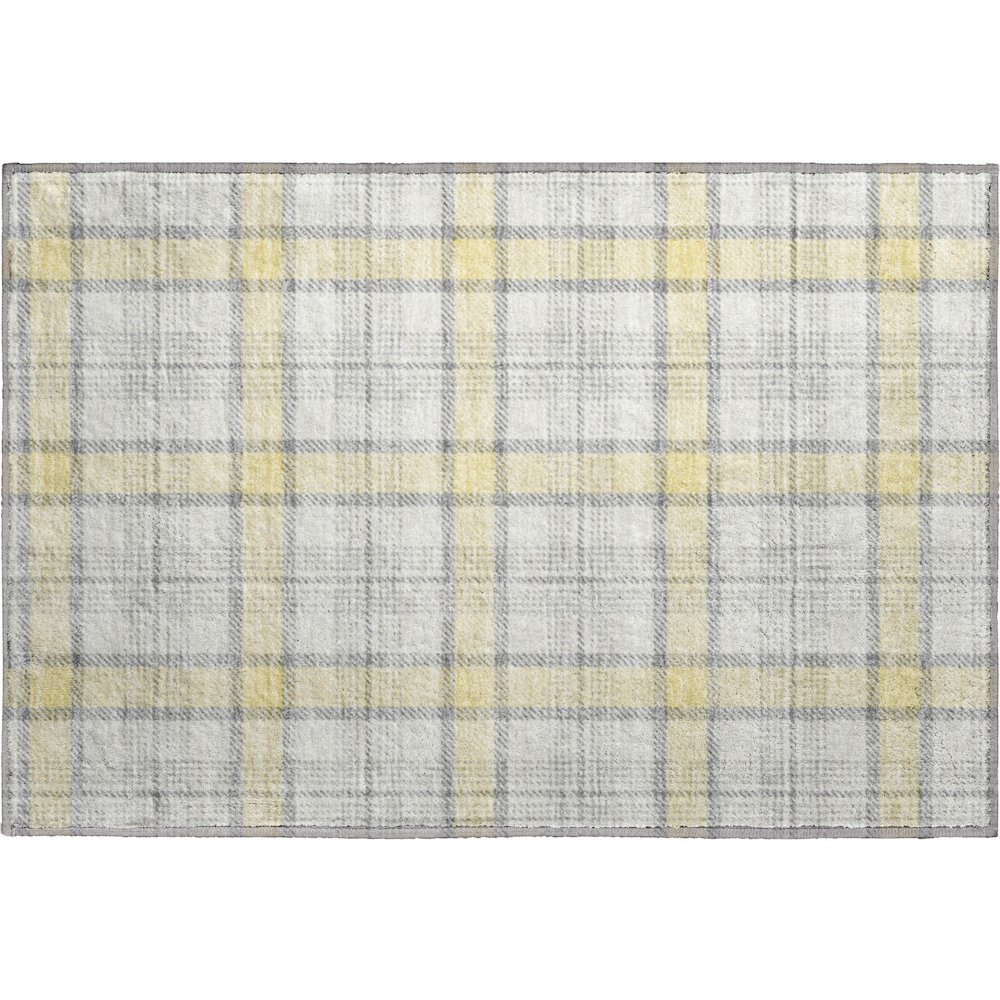 Premium Machine Washable Mayfield AMF1052 Yellow 1'8" x 2'6" Rug. Picture 1