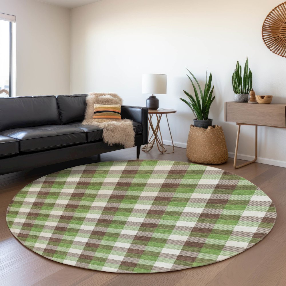 Premium Machine Washable Mayfield AMF1053 Brown 8' x 8' Round Rug. Picture 5