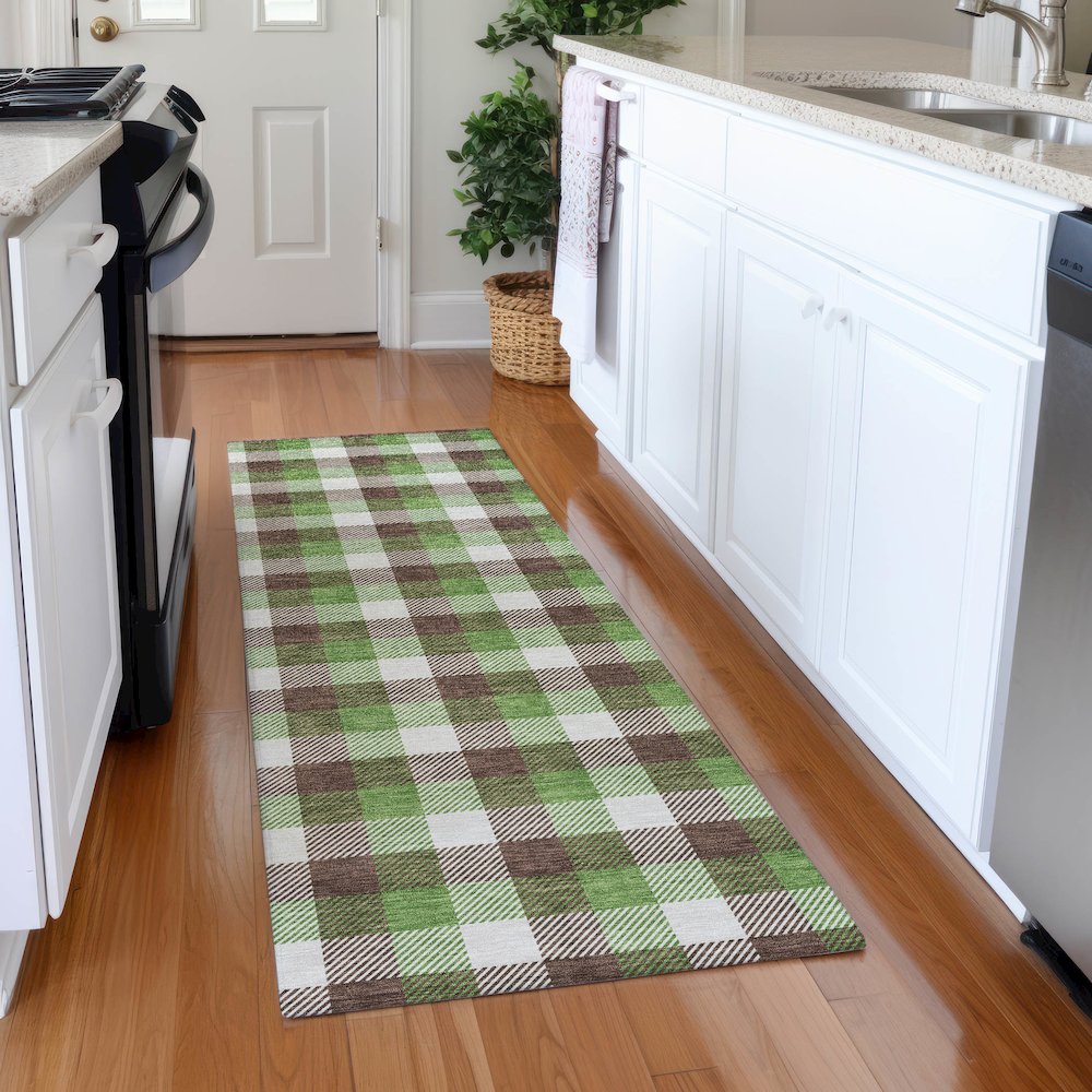 Premium Machine Washable Mayfield AMF1053 Brown 2'3" x 7'6" Runner Rug. Picture 5