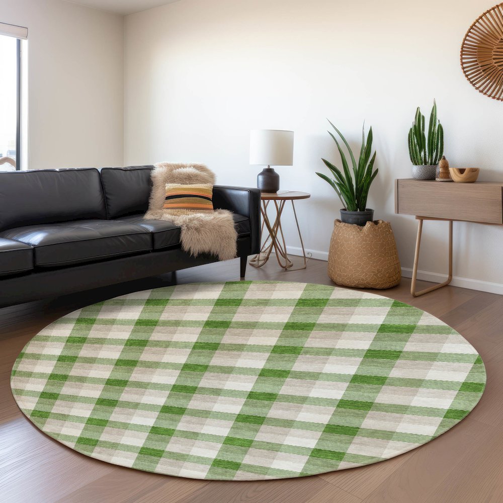 Premium Machine Washable Mayfield AMF1053 Emerald 8' x 8' Round Rug. Picture 5
