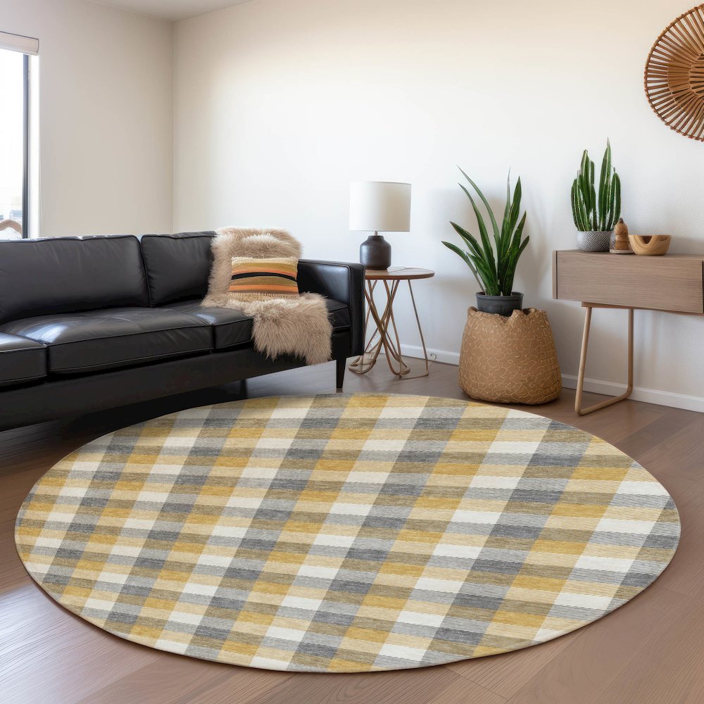 Premium Machine Washable Mayfield AMF1053 Gray 8' x 8' Round Rug. Picture 5