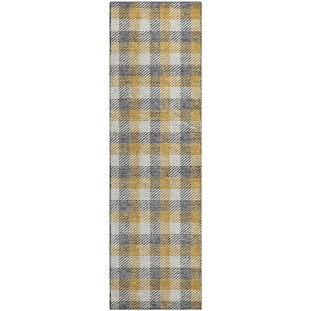 Premium Machine Washable Mayfield AMF1053 Gray 2'3" x 7'6" Runner Rug. Picture 1