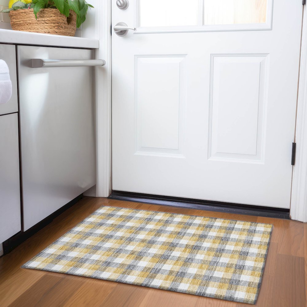 Premium Machine Washable Mayfield AMF1053 Gray 1'8" x 2'6" Rug. Picture 5