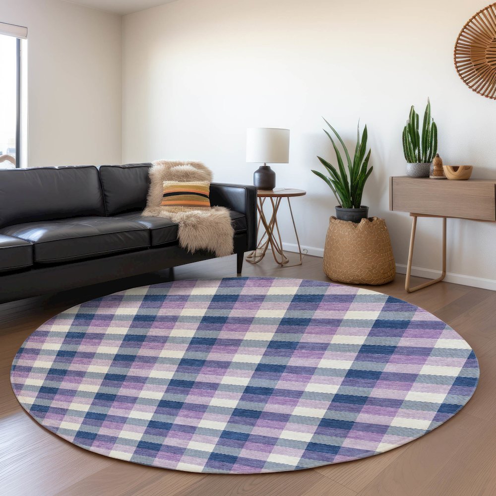 Premium Machine Washable Mayfield AMF1053 Navy 8' x 8' Round Rug. Picture 5