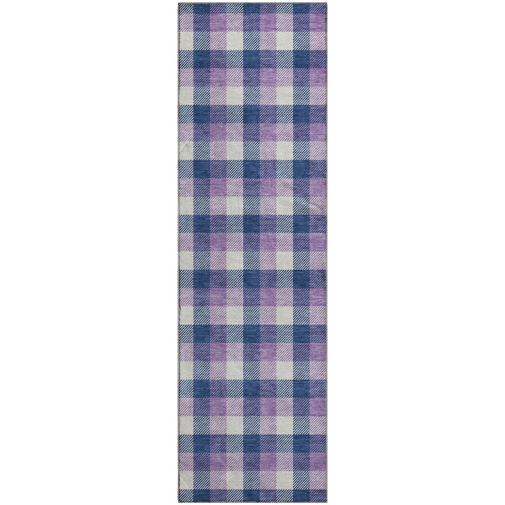 Premium Machine Washable Mayfield AMF1053 Navy 2'3" x 7'6" Runner Rug. Picture 1