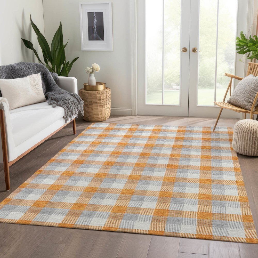 Premium Machine Washable Mayfield AMF1053 Orange 2'6" x 3'10" Rug. Picture 6
