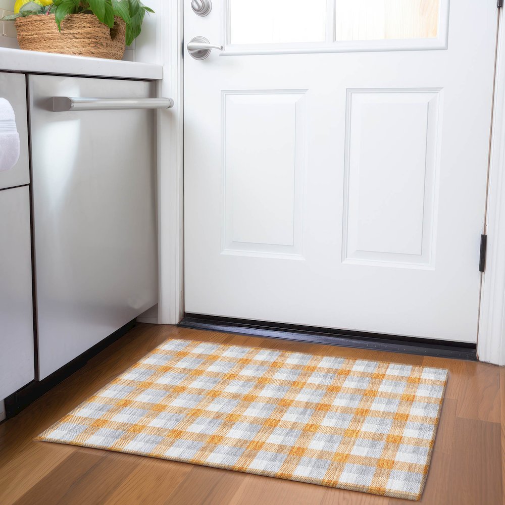 Premium Machine Washable Mayfield AMF1053 Orange 1'8" x 2'6" Rug. Picture 5