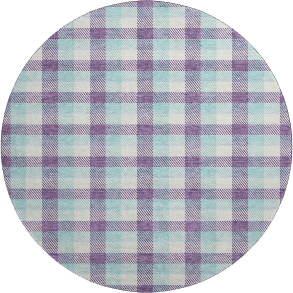 Premium Machine Washable Mayfield AMF1053 Purple 8' x 8' Round Rug. Picture 1