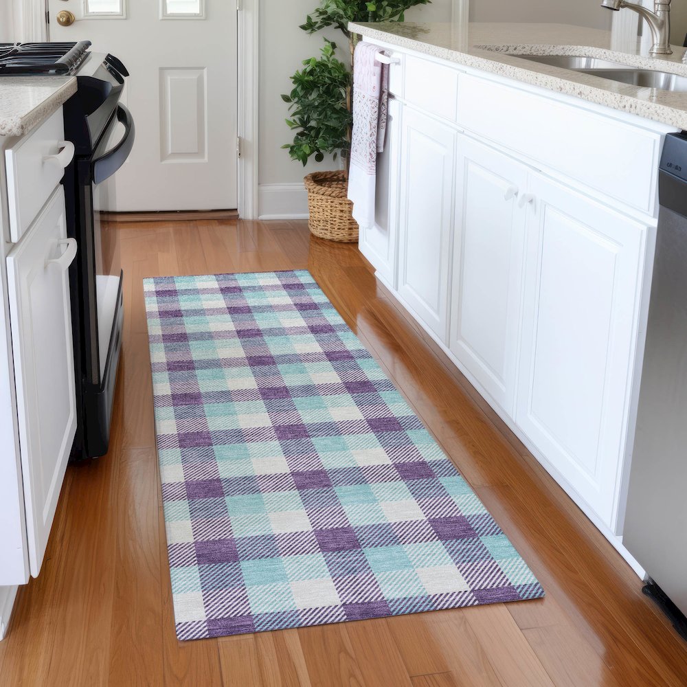 Premium Machine Washable Mayfield AMF1053 Purple 2'3" x 7'6" Runner Rug. Picture 5
