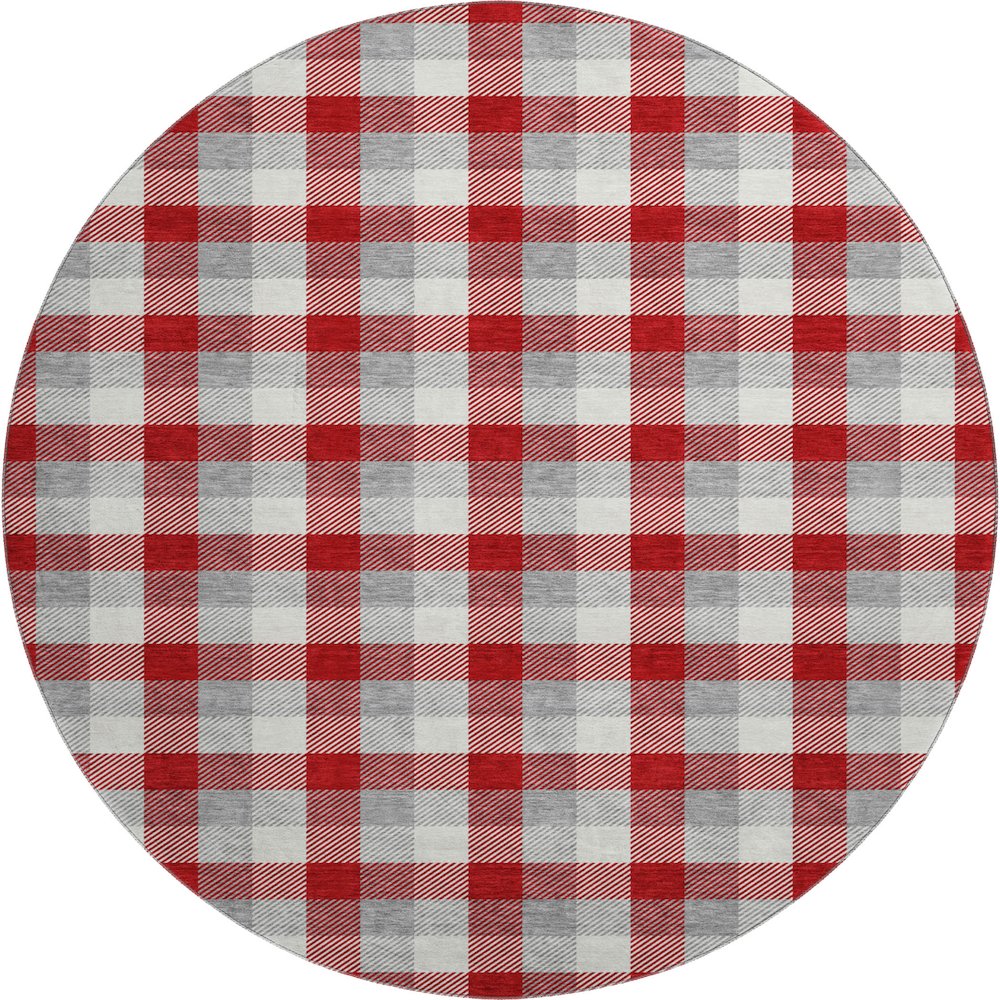 Premium Machine Washable Mayfield AMF1053 Red 8' x 8' Round Rug. Picture 1