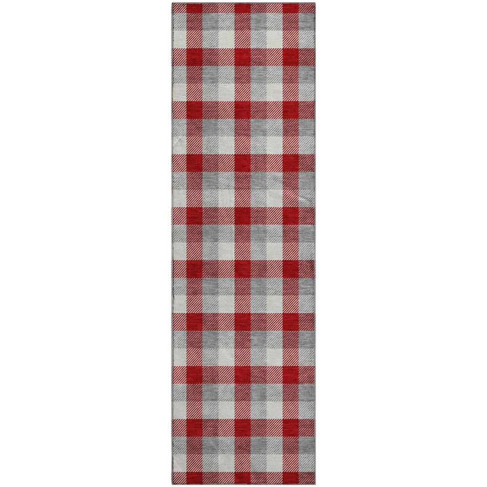 Premium Machine Washable Mayfield AMF1053 Red 2'3" x 7'6" Runner Rug. Picture 1