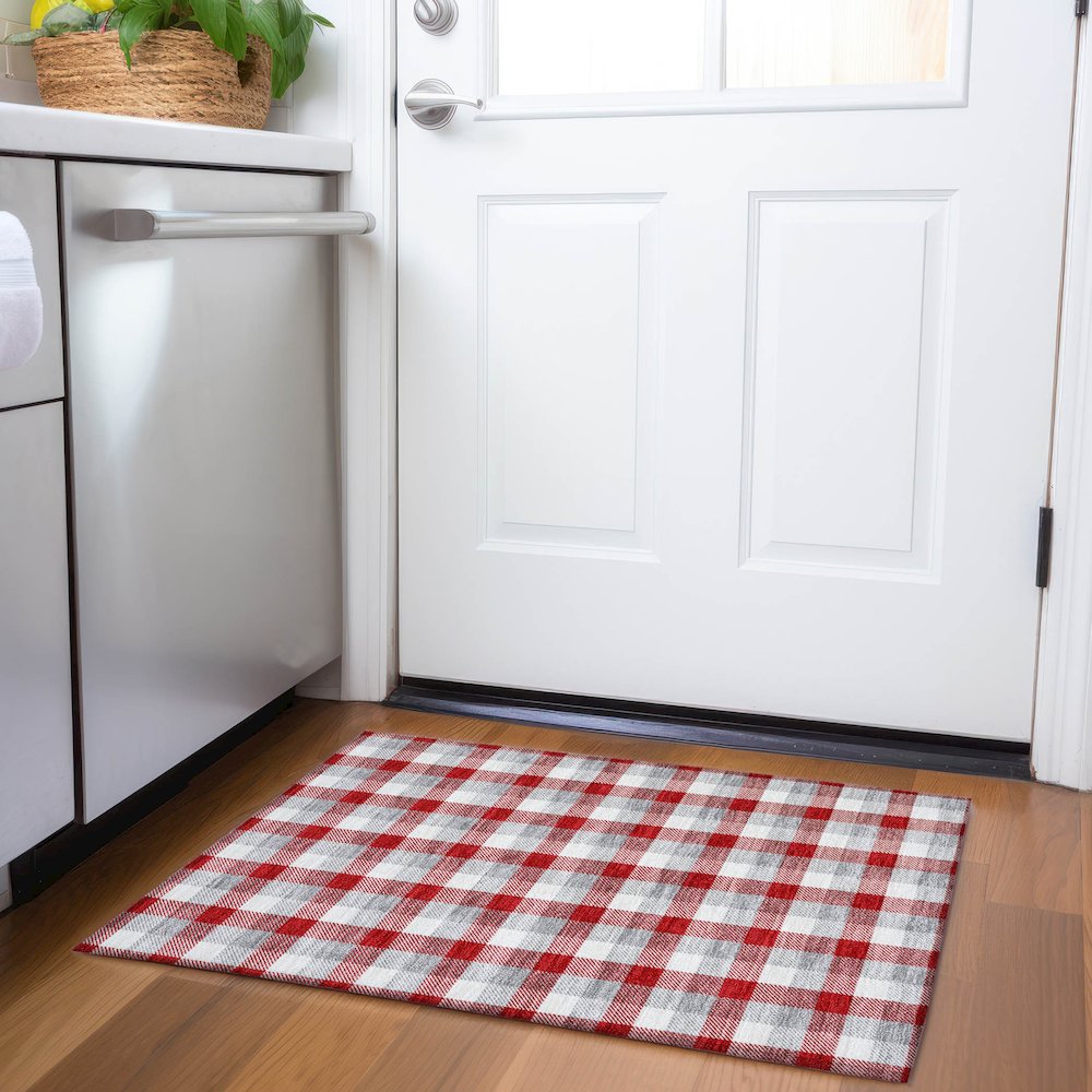 Premium Machine Washable Mayfield AMF1053 Red 1'8" x 2'6" Rug. Picture 5