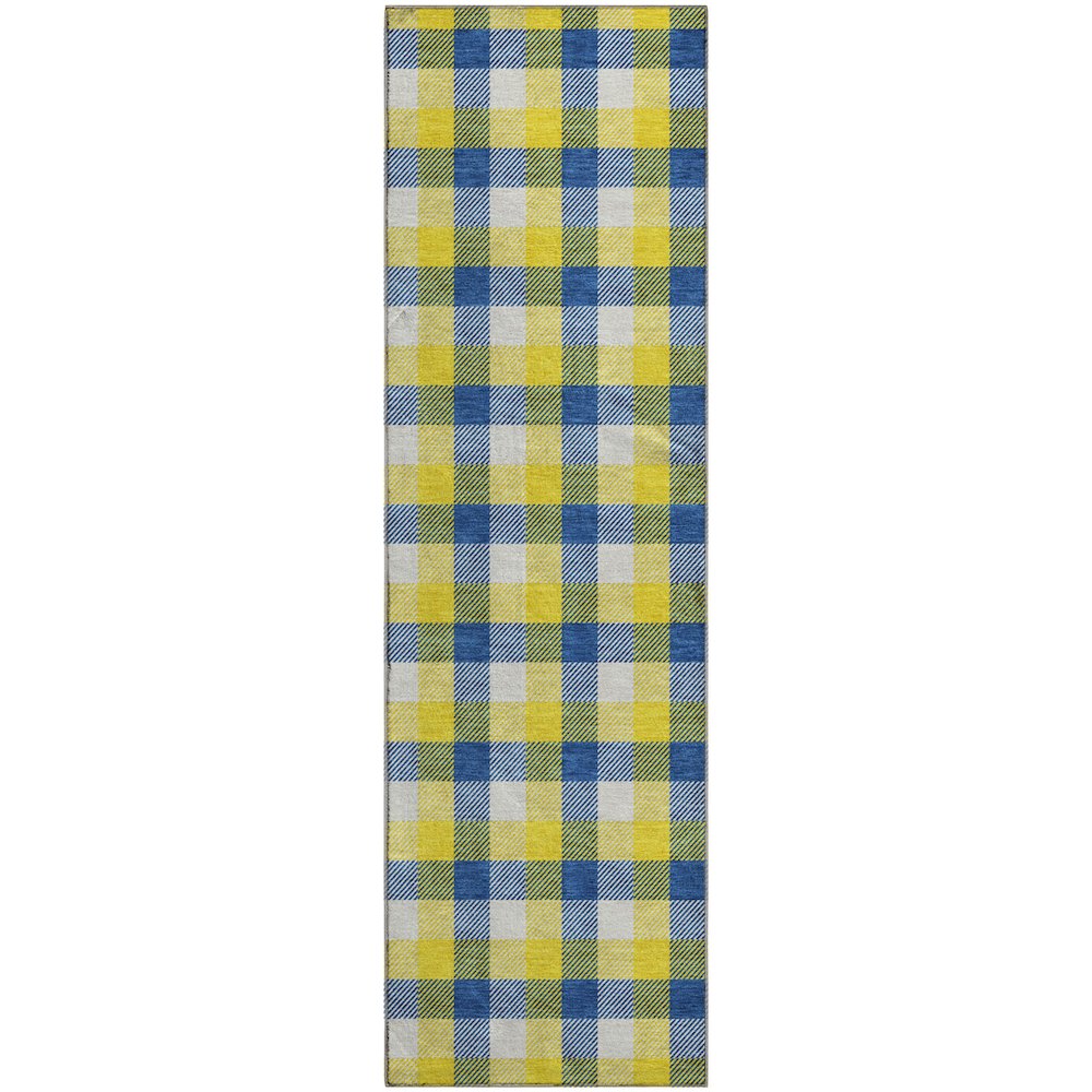 Premium Machine Washable Mayfield AMF1053 Yellow 2'3" x 7'6" Runner Rug. Picture 1