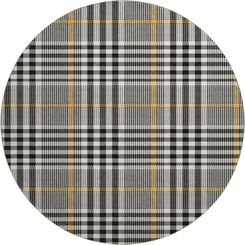 Premium Machine Washable Mayfield AMF1054 Black 8' x 8' Round Rug. Picture 1