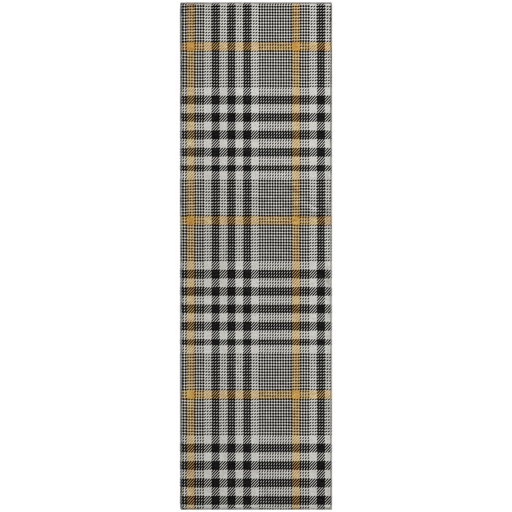 Premium Machine Washable Mayfield AMF1054 Black 2'3" x 7'6" Runner Rug. Picture 1