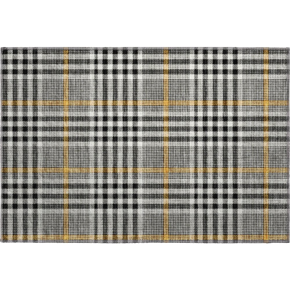 Premium Machine Washable Mayfield AMF1054 Black 1'8" x 2'6" Rug. Picture 1