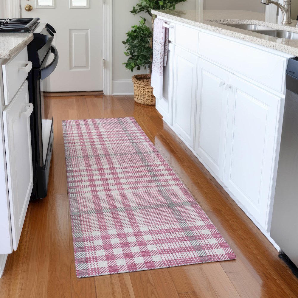 Premium Machine Washable Mayfield AMF1054 Blush 2'3" x 7'6" Runner Rug. Picture 5