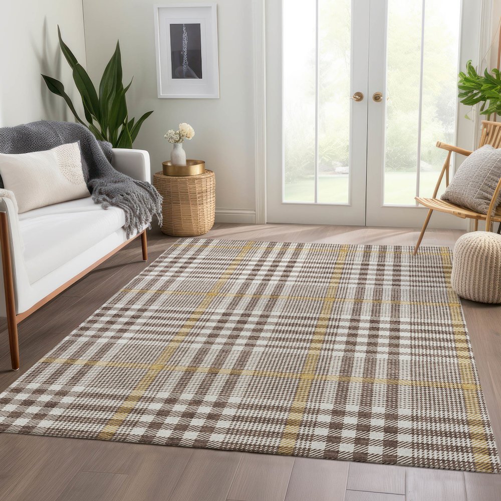 Premium Machine Washable Mayfield AMF1054 Brown 2'6" x 3'10" Rug. Picture 6