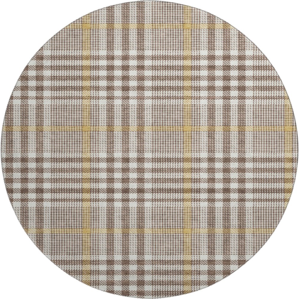 Premium Machine Washable Mayfield AMF1054 Brown 8' x 8' Round Rug. Picture 1