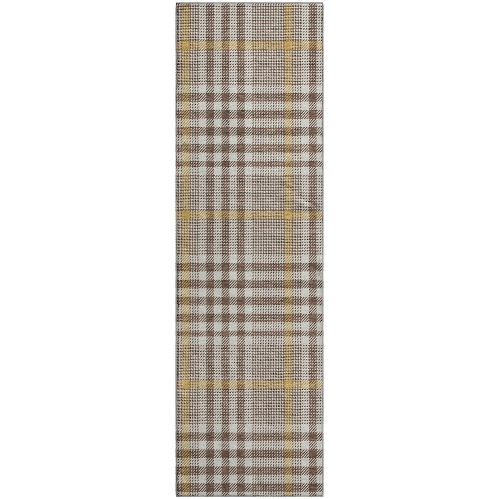 Premium Machine Washable Mayfield AMF1054 Brown 2'3" x 7'6" Runner Rug. Picture 1
