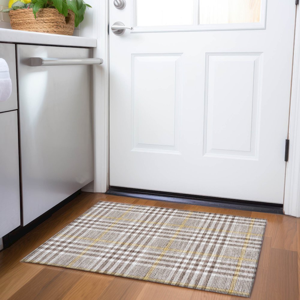 Premium Machine Washable Mayfield AMF1054 Brown 1'8" x 2'6" Rug. Picture 5
