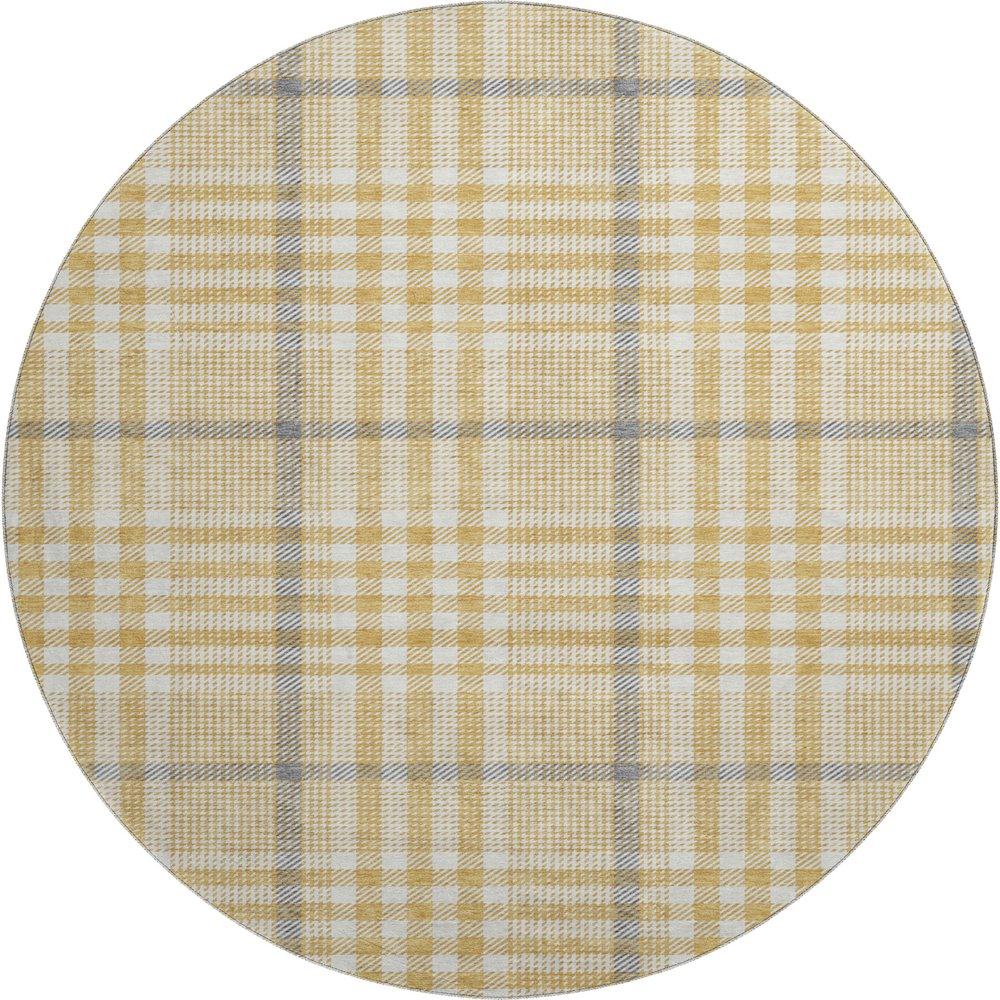 Premium Machine Washable Mayfield AMF1054 Gold 8' x 8' Round Rug. Picture 1