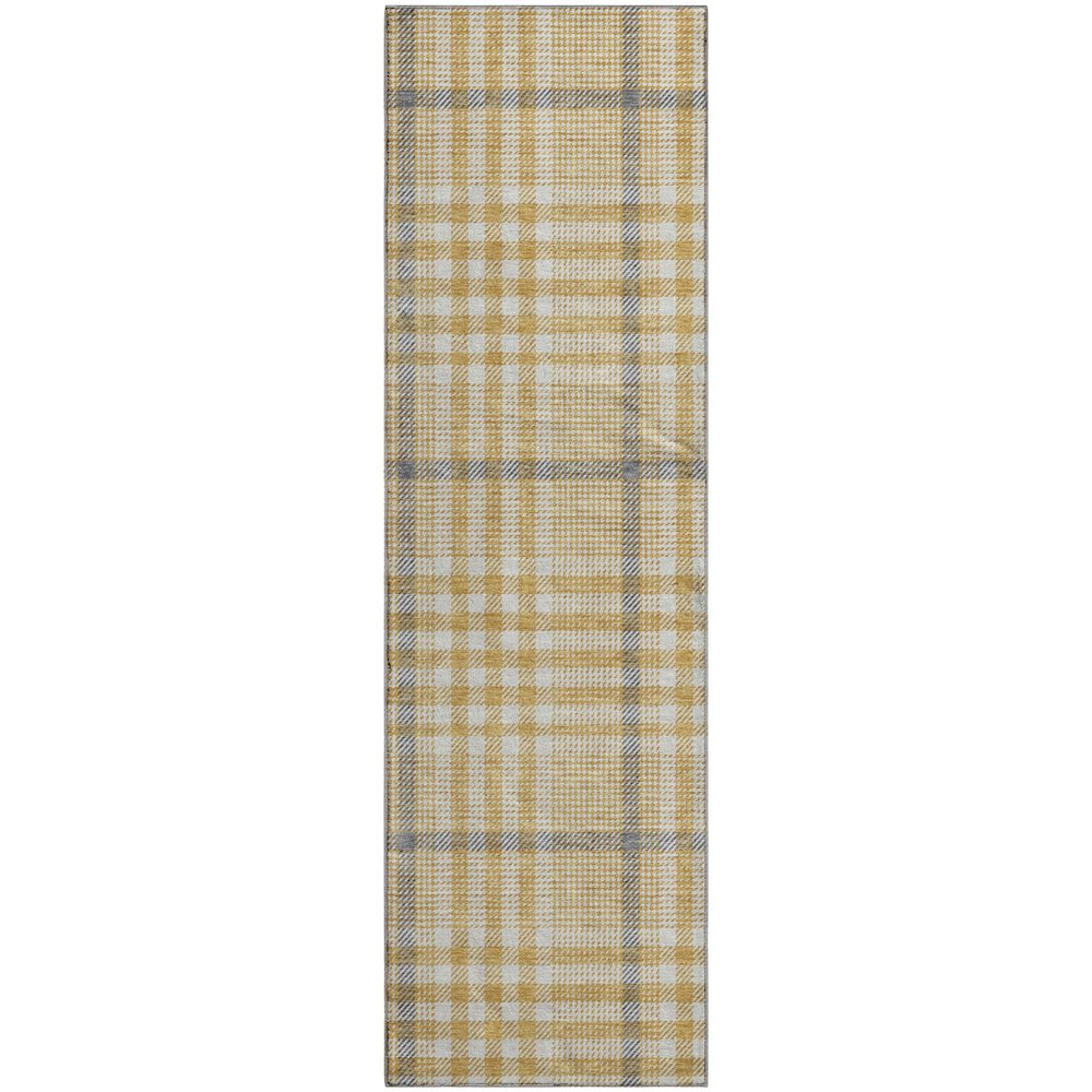 Premium Machine Washable Mayfield AMF1054 Gold 2'3" x 7'6" Runner Rug. Picture 1