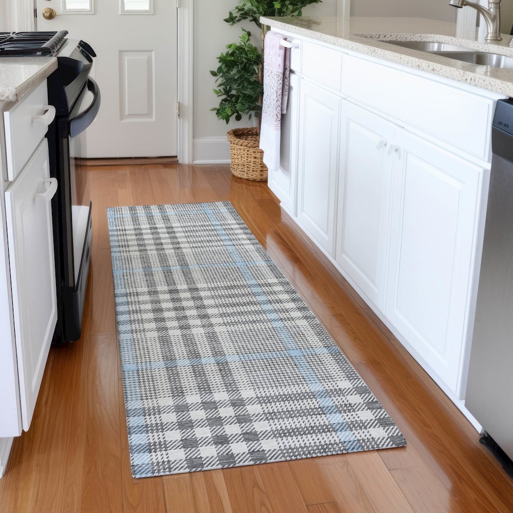Premium Machine Washable Mayfield AMF1054 Gray 2'3" x 7'6" Runner Rug. Picture 5