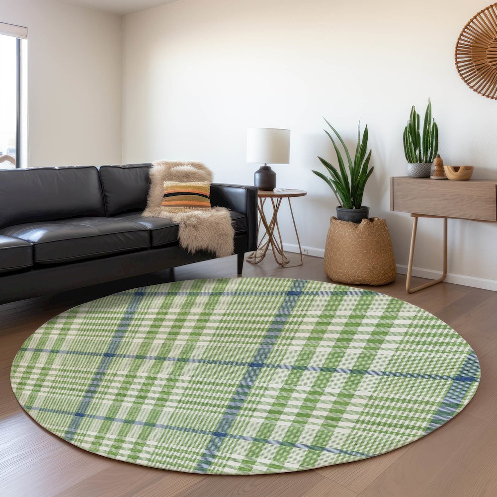 Premium Machine Washable Mayfield AMF1054 Green 8' x 8' Round Rug. Picture 5