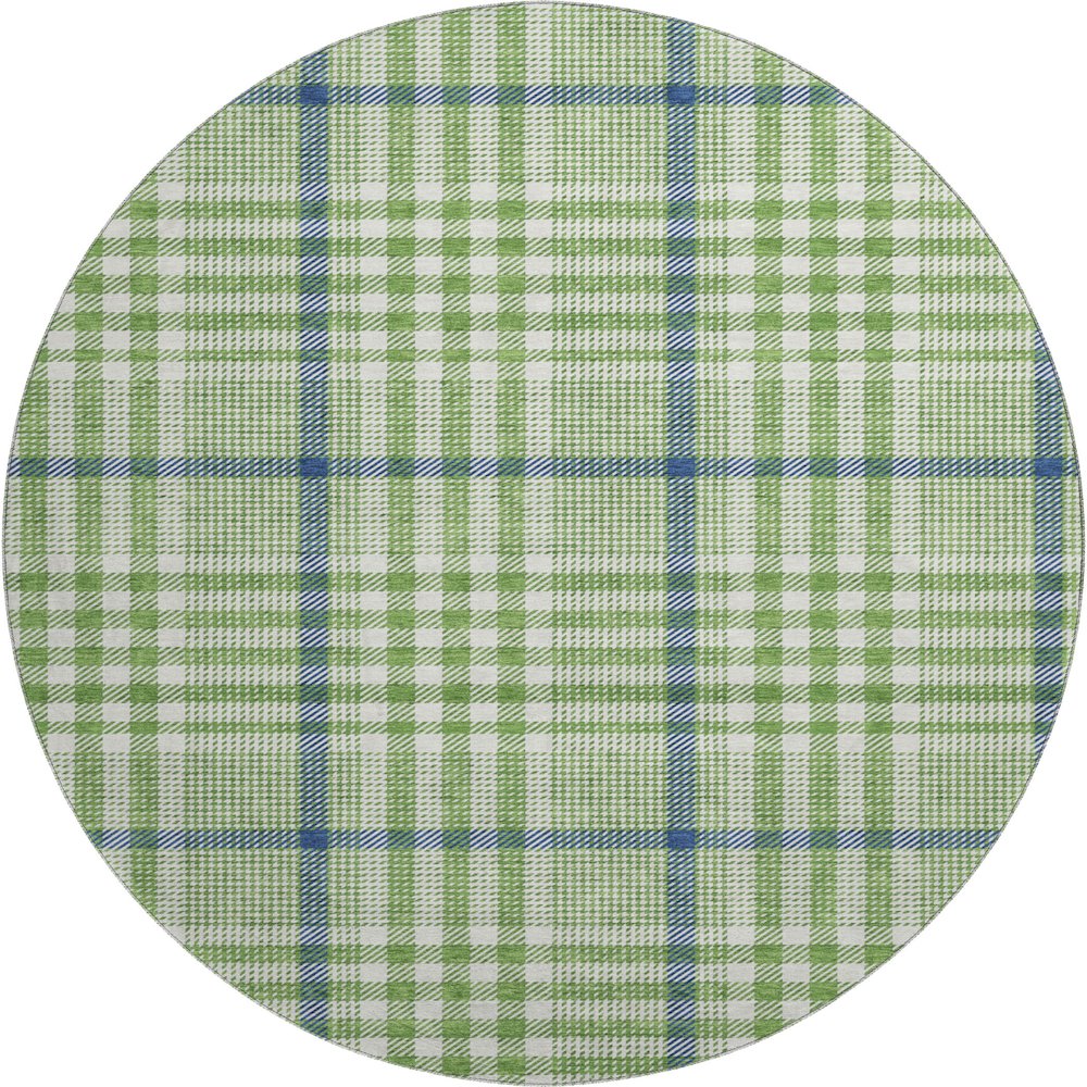 Premium Machine Washable Mayfield AMF1054 Green 8' x 8' Round Rug. Picture 1