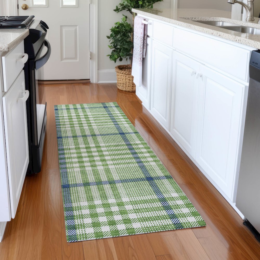 Premium Machine Washable Mayfield AMF1054 Green 2'3" x 7'6" Runner Rug. Picture 5