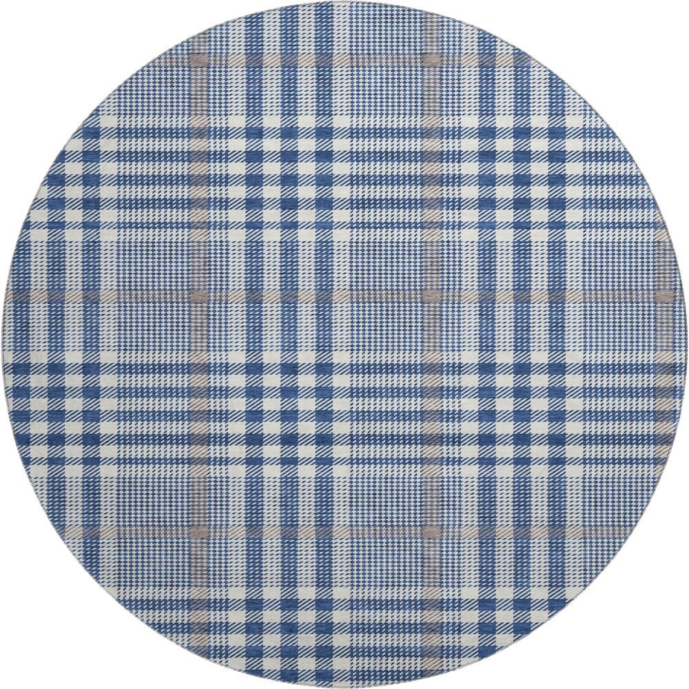 Premium Machine Washable Mayfield AMF1054 Navy 8' x 8' Round Rug. Picture 1
