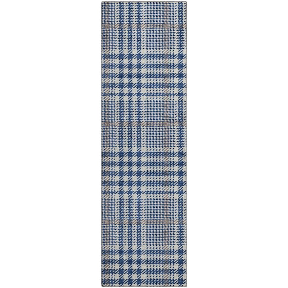 Premium Machine Washable Mayfield AMF1054 Navy 2'3" x 7'6" Runner Rug. Picture 1