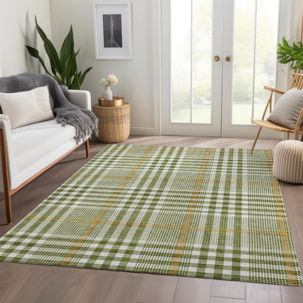 Premium Machine Washable Mayfield AMF1054 Olive 2'6" x 3'10" Rug. Picture 6