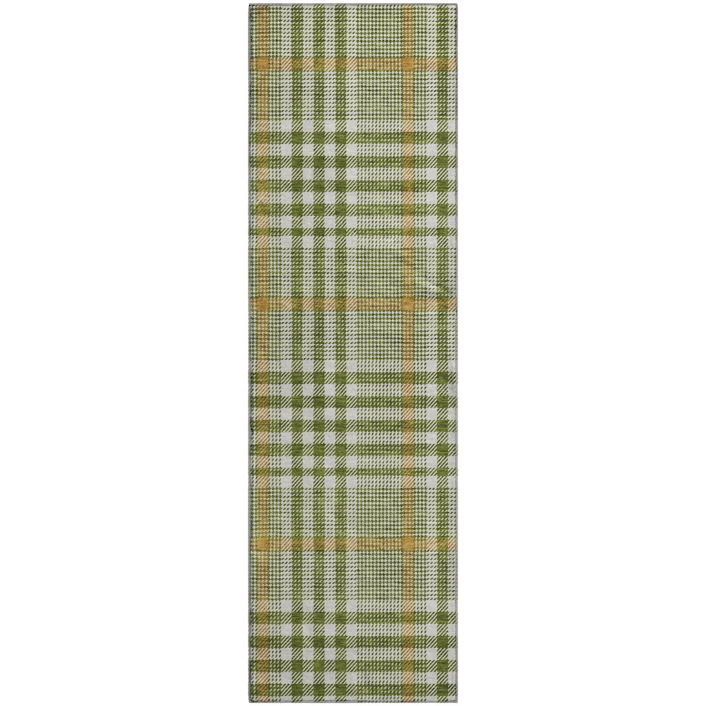Premium Machine Washable Mayfield AMF1054 Olive 2'3" x 7'6" Runner Rug. Picture 1