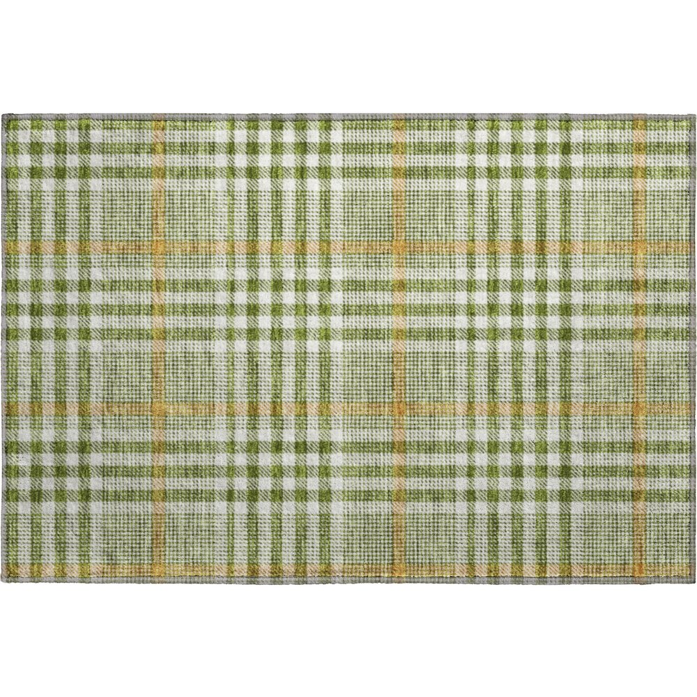 Premium Machine Washable Mayfield AMF1054 Olive 1'8" x 2'6" Rug. Picture 1