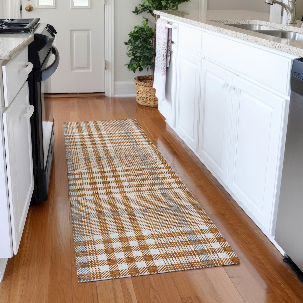 Premium Machine Washable Mayfield AMF1054 Paprika 2'3" x 7'6" Runner Rug. Picture 5