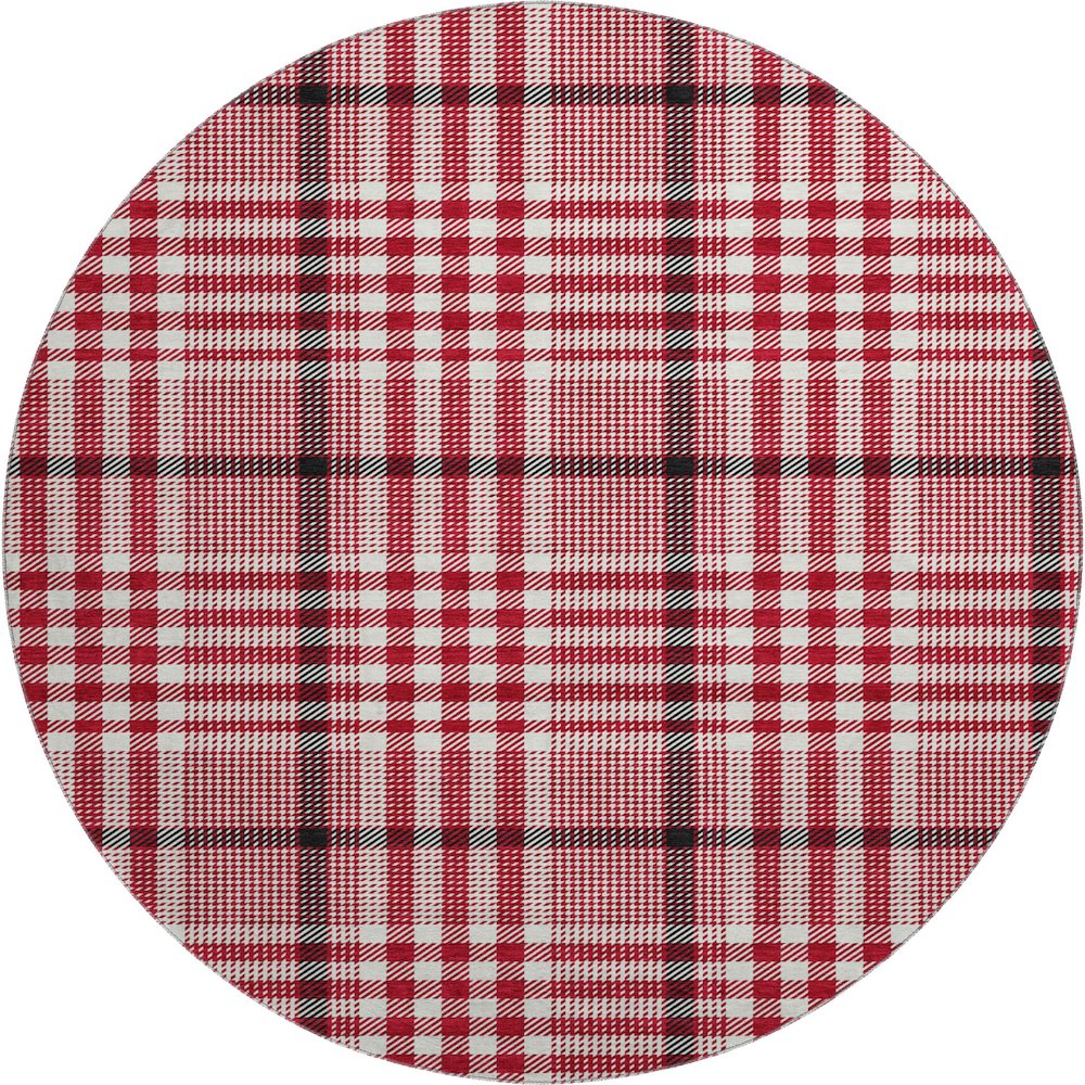 Premium Machine Washable Mayfield AMF1054 Red 8' x 8' Round Rug. Picture 1