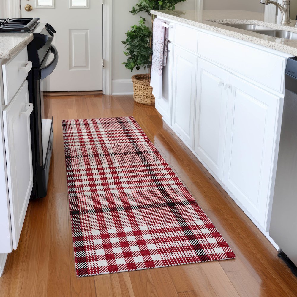 Premium Machine Washable Mayfield AMF1054 Red 2'3" x 7'6" Runner Rug. Picture 5