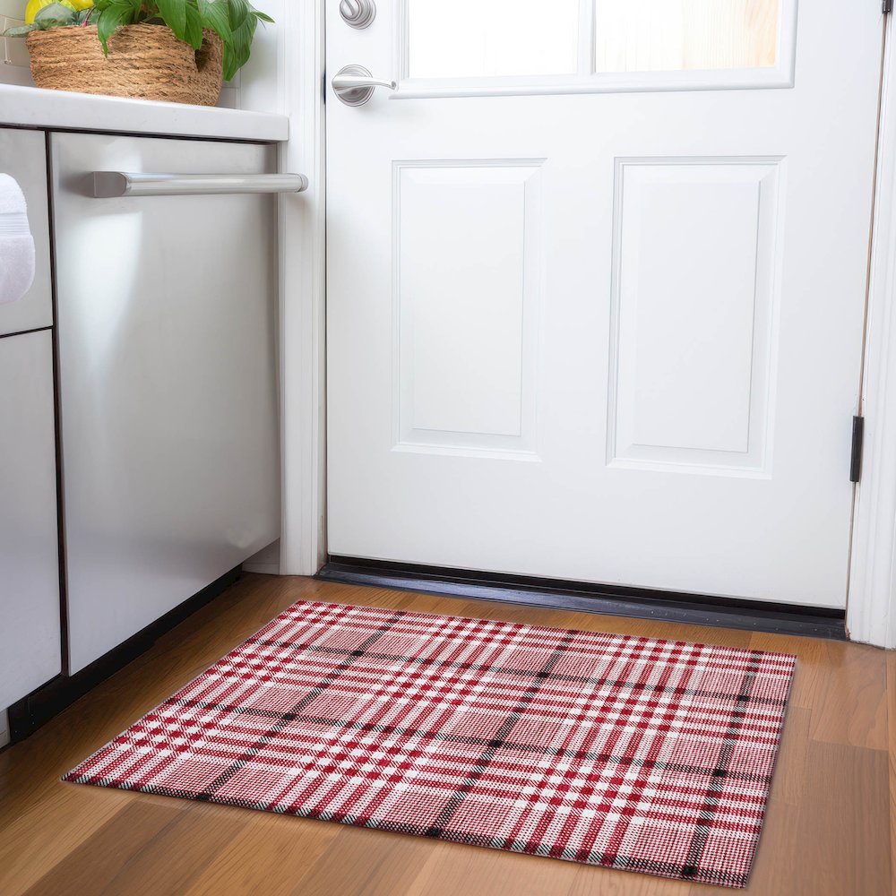 Premium Machine Washable Mayfield AMF1054 Red 1'8" x 2'6" Rug. Picture 5