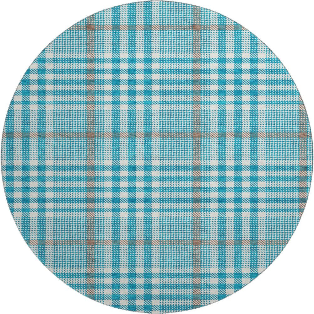 Premium Machine Washable Mayfield AMF1054 Teal 8' x 8' Round Rug. Picture 1