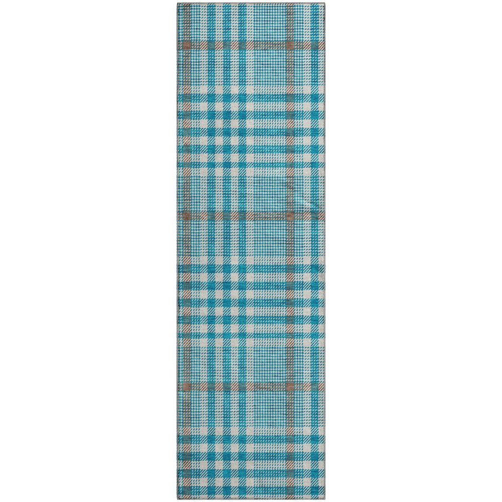 Premium Machine Washable Mayfield AMF1054 Teal 2'3" x 7'6" Runner Rug. Picture 1