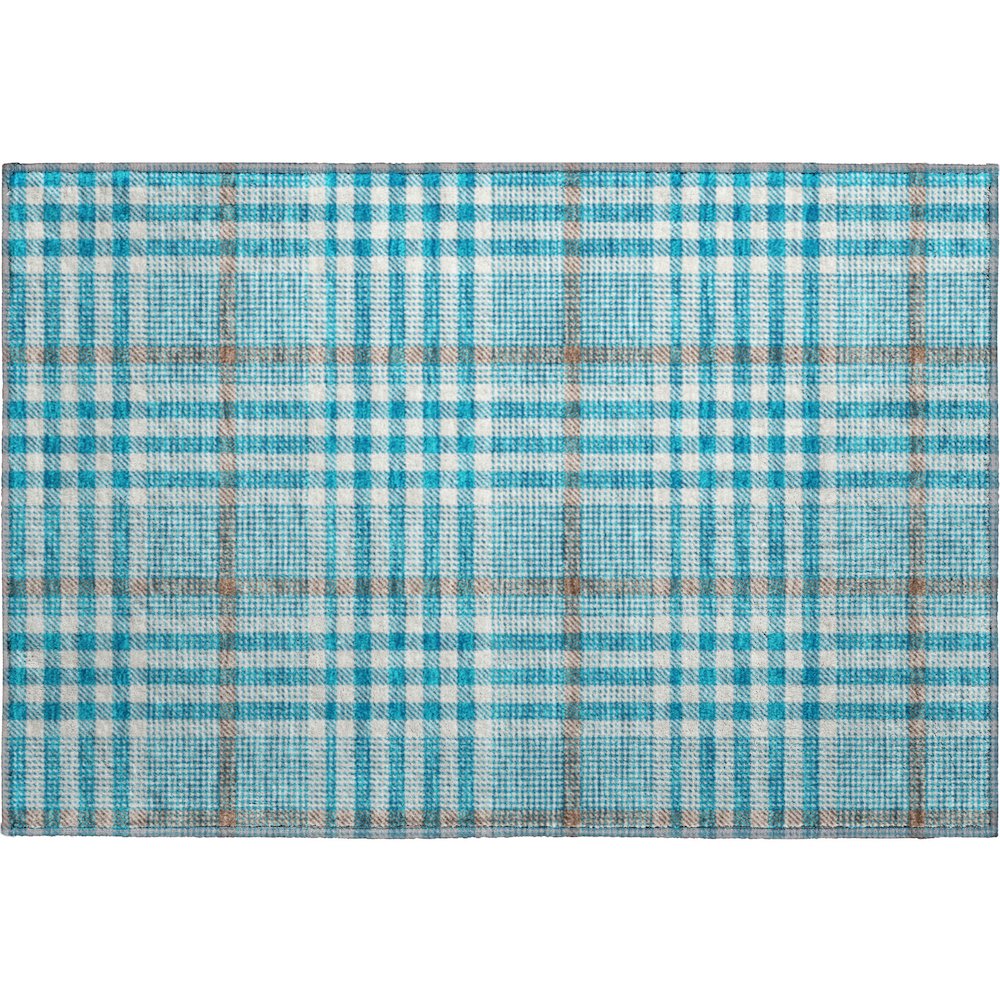 Premium Machine Washable Mayfield AMF1054 Teal 1'8" x 2'6" Rug. Picture 1